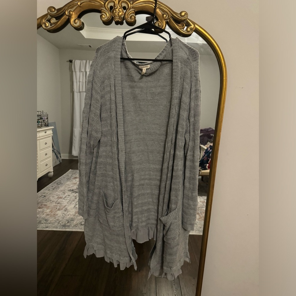 Matilda Jane “Stay Cozy” gray cardigan- size XXL